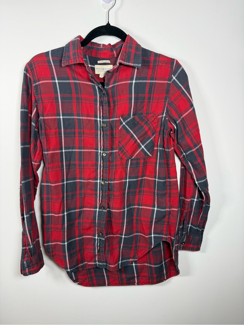 💛 RALPH LAUREN DENIM & SUPPLY | Boyfriend Cotton Lightweight Plaid Button Up M